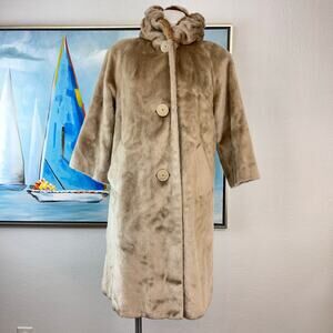 Vintage 1950s Brazotta Faux Fur Coat size large